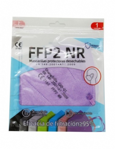 Mascarilla ffp2 lila estampada
