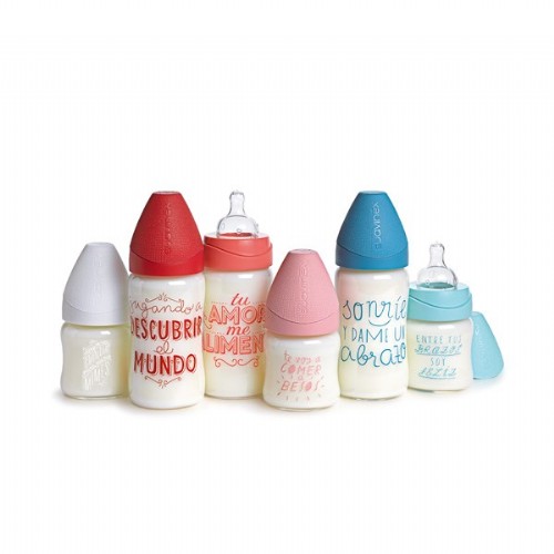 BIBERON VIDRIO BOCA ANCHA TETINA REDONDA - SUAVINEX 3 POSICIONES (240 ML)