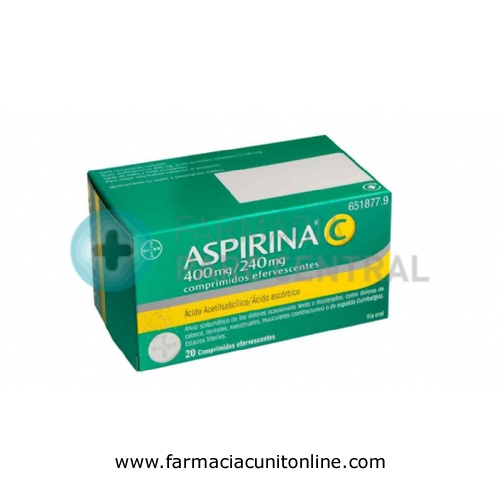ASPIRINA C 400 mg/240 mg COMPRIMIDOS EFERVESCENTES , 20 comprimidos