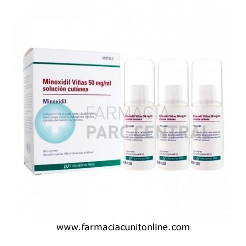 MINOXIDIL VIÑAS 50 mg/ml SOLUCION CUTANEA, 3 frascos de 60 ml
