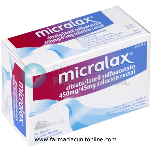 MICRALAX CITRATO/LAURIL SULFOACETATO 450 mg/45 mg solucion rectal , 12 enemas