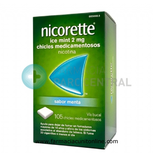 NICORETTE ICE MINT 2 mg CHICLES MEDICAMENTOSOS, 105 chicles