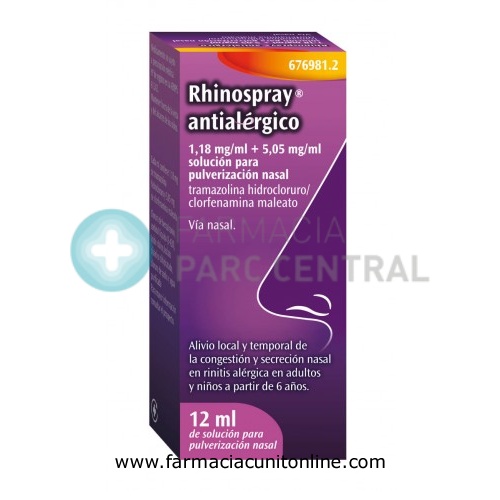 RHINOSPRAY ANTIALERGICO 1,18 MG/ML + 5,05 MG/ML SOLUCION PARA PULVERIZACION NASAL, 1 envase pulveriz