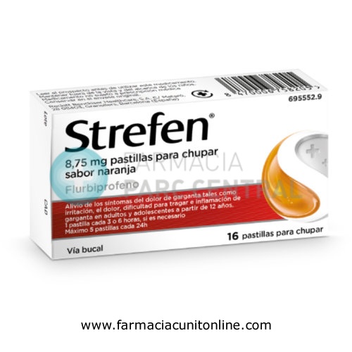 STREFEN 8,75 MG PASTILLAS PARA CHUPAR SABOR NARANJA , 16 pastillas