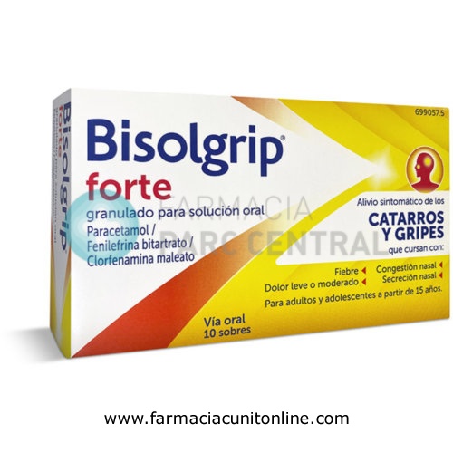 BISOLGRIP FORTE GRANULADO PARA SOLUCION ORAL , 10 sobres