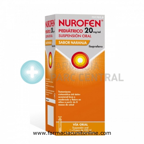 NUROFEN PEDIATRICO  20 MG/ML SUSPENSION ORAL SABOR NARANJA 1 frasco de 200 ml