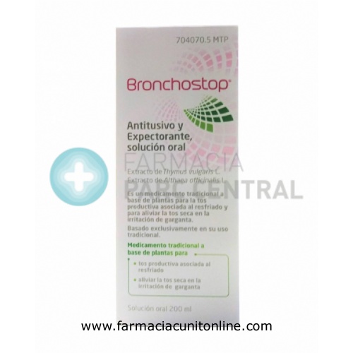 BRONCHOSTOP ANTITUSIVO Y EXPECTORANTE SOLUCION ORAL , 1 frasco de 200 ml