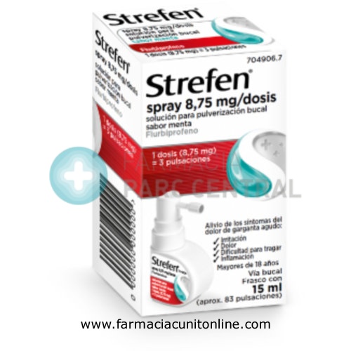 STREFEN SPRAY 8,75 MG/DOSIS SOLUCION PARA PULVERIZACION BUCAL SABOR MENTA , 15 ml