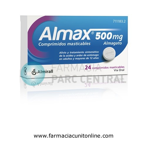 ALMAX 500 mg COMPRIMIDOS MASTICABLES,24 comprimidos