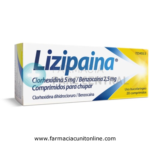 LIZIPAINA CLORHEXIDINA 5 MG/BENZOCAINA 2,5 MG COMPRIMIDOS PARA CHUPAR ,20 comprimidos