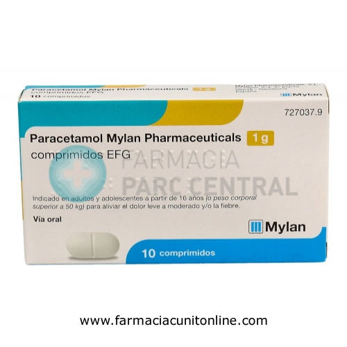 PARACETAMOL MYLAN PHARMACEUTICALS 1 G COMPRIMIDOS EFG, 10 comprimidos