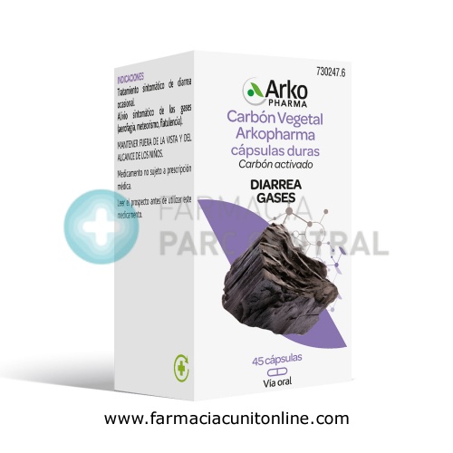 CARBÓN VEGETAL ARKOPHARMA CÁPSULAS DURAS, 45 cápsulas