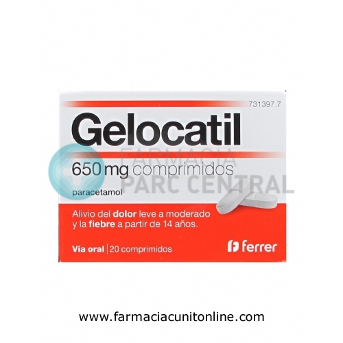 GELOCATIL 650 mg COMPRIMIDOS, 20 comprimidos