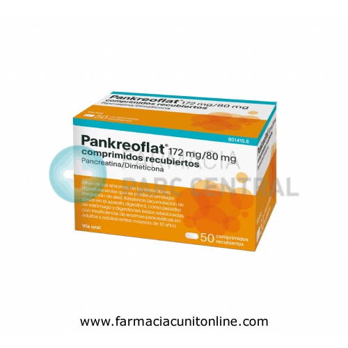 PANKREOFLAT 172 MG/80 MG COMPRIMIDOS RECUBIERTOS  50 comprimidos