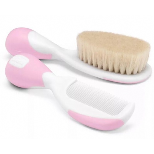 Cepillo y peine infantil - chicco pelo natural (rosa)