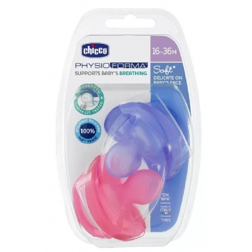 Chupete silicona chicco physioforma soft + 12 meses 2 unidades niña - chicco physioforma soft