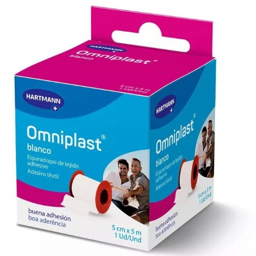 Esparadrapo hipoalergico - omniplast tejido resistente (1 unidad 5 m x 5 cm color blanco)