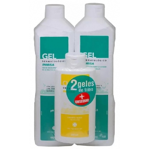 Inibsa gel dermatologico (2 envases 1 l + 1 envase 200 ml pack viaje)