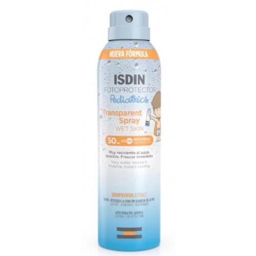 Isdin fotoprotector pediatrics transparent spray wet skin spf 50 (1 envase 250 ml)