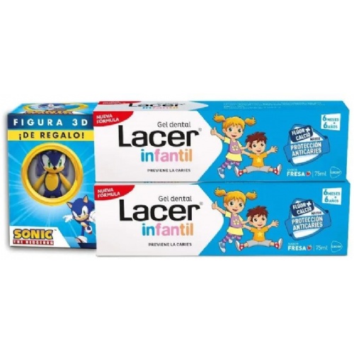 Lacer duplo gel dental infantil fresa 2 x 75ml
