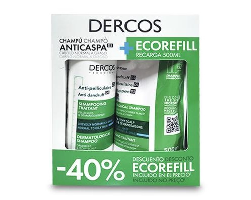 Dercos champu anticaspa grasa 2pack champu+rec
