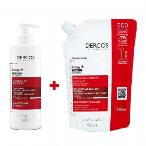 Dercos champu estimulante champu 400ml + recarga 500ml