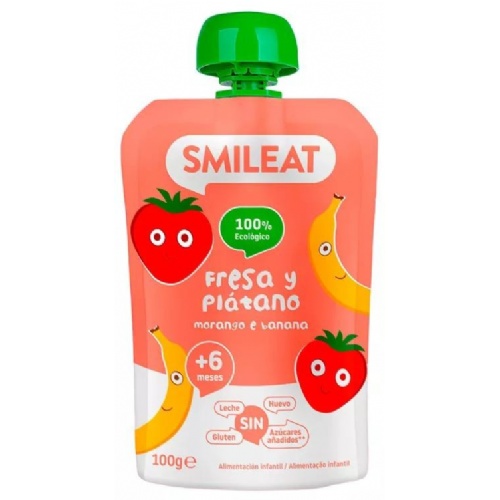 Smileat pouch eco  1 bolsa 100 g sabor fresa y platano