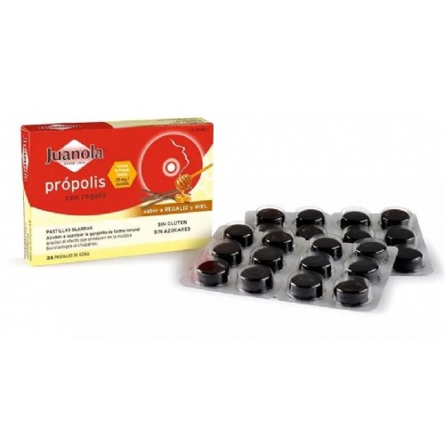 Juanola propolis  24 pastillas de goma sabor regaliz y miel