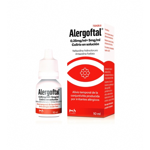 ALERGOFTAL 0,25 mg/ml+ 5 mg/ml COLIRIO EN SOLUCION , 1 frasco de 10 ml