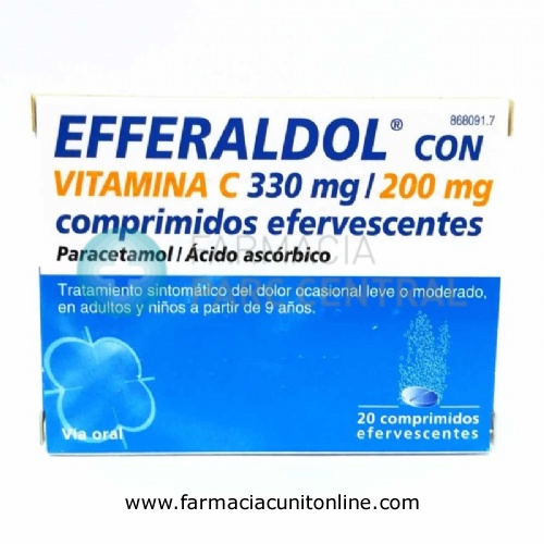 EFFERALDOL CON VITAMINA C 330MG/200MG COMPRIMIDOS EFERVESCENTES , 20 comprimidos