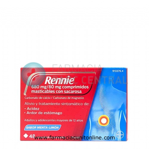 RENNIE 680 MG/80 MG COMPRIMIDOS MASTICABLES CON SACAROSA , 48 comprimidos