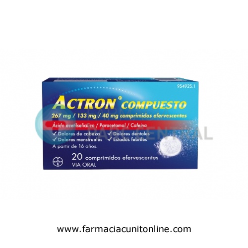 ACTRON COMPUESTO 267 MG/133 MG/40 MG COMPRIMIDOS EFERVESCENTES , 20 comprimidos