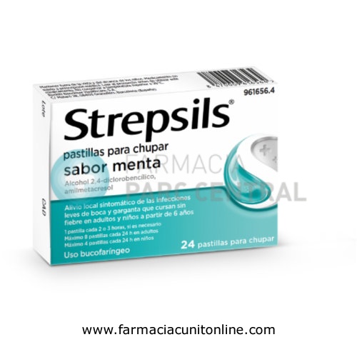 STREPSILS pastillas para chupar sabor menta , 24 pastillas