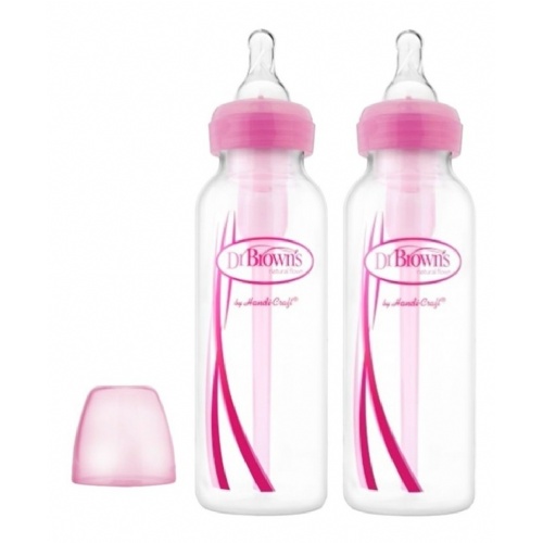 Biberon estandar options dr brown´s natural flow 2 unidades 250 ml color rosa pack - dr brown´s natu