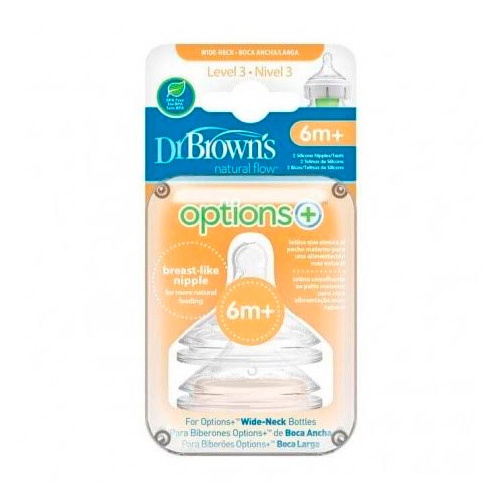 TETINA SILICONA BOCA ANCHA - DR BROWN´S NATURAL FLOW (+ 6 MESES N3 3 U)