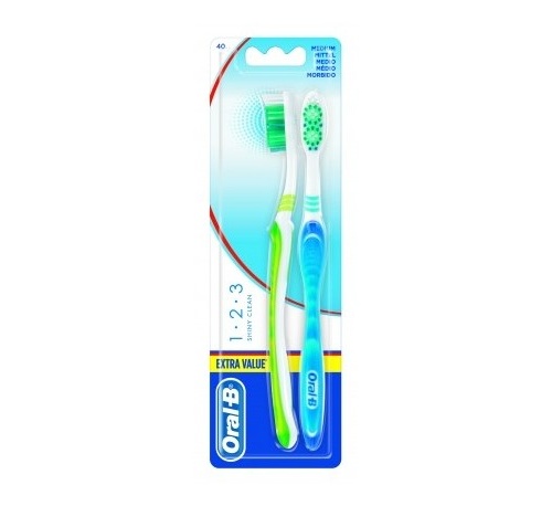 Cepillo oral b 123 shiny medio duplo 2u