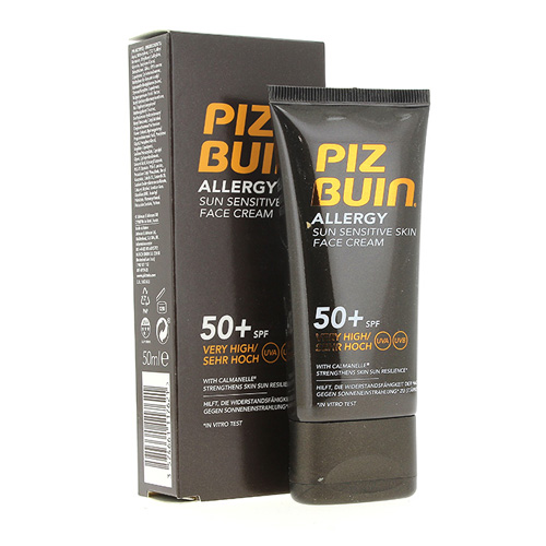 Piz buin allergy crema facial piel sensible al sol spf 50+ - proteccion muy alta (1 envase 50 ml)