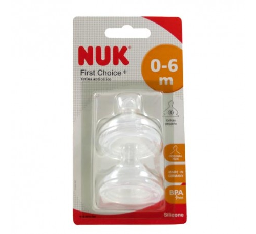 Tetina silicona anticolico - nuk first choice+ (talla 1 s 2 unidades)
