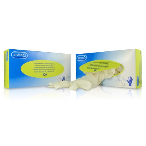 GUANTES DE EXAMEN LATEX CON POLVO - ALVITA (T- L  100 GUANTES)