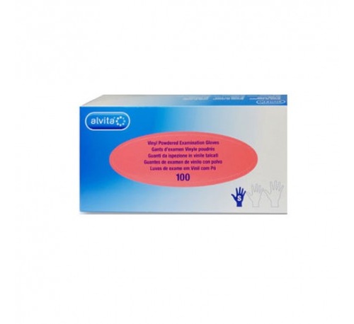 GUANTES DE EXAMEN VINILO CON POLVO - ALVITA (T- S  100 GUANTES)