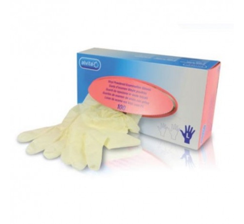 GUANTES DE EXAMEN VINILO CON POLVO - ALVITA (T- L  100 GUANTES)