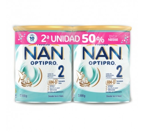 Nan optipro 2 leche de continuacion (2 envases 800 g)