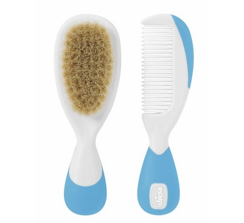 Cepillo y peine infantil - chicco pelo natural (azul)