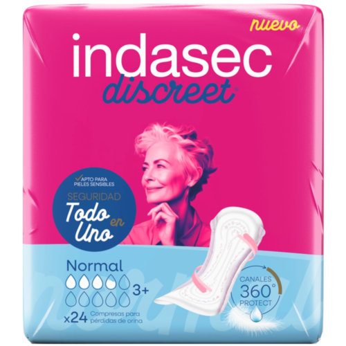 Compresa perdidas leves indasec discreet normal 24 unidades - indasec discreet