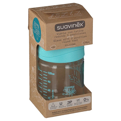 Biberon vidrio tetina fisiologica silicona - bonhomia (1 unidad 120 ml talla s)