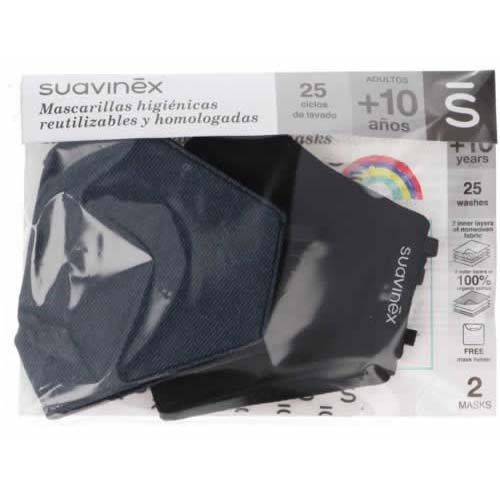 Suavinex mascarilla +10a adulto vaquera/negra 2u
