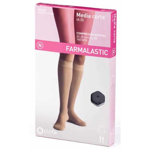 Media corta (a-d) compresion normal - farmalastic puntera cerrada (2 unidades talla grande color neg