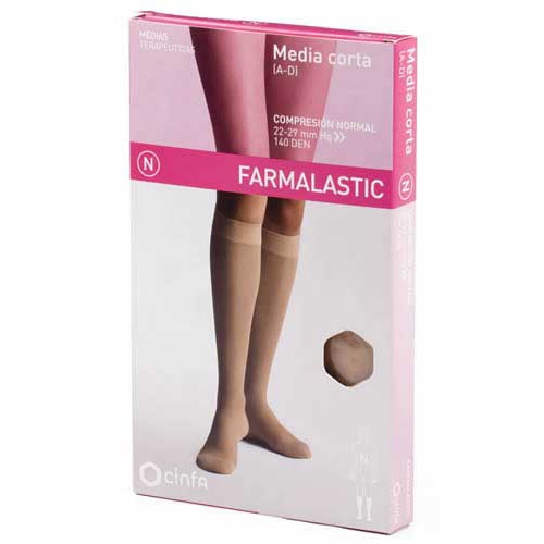 Media corta (a-d) compresion normal - farmalastic puntera cerrada (2 unidades talla pequeña color be