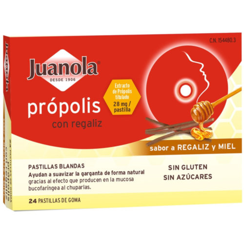Juanola propolis  24 pastillas de goma sabor regaliz y miel