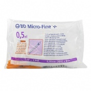 Jeringa de insulina escala 1 en 1 - bd microfine+ u 100 (10 unidades (0,5 ml) 30 g (8 mm x 0,30 mm))